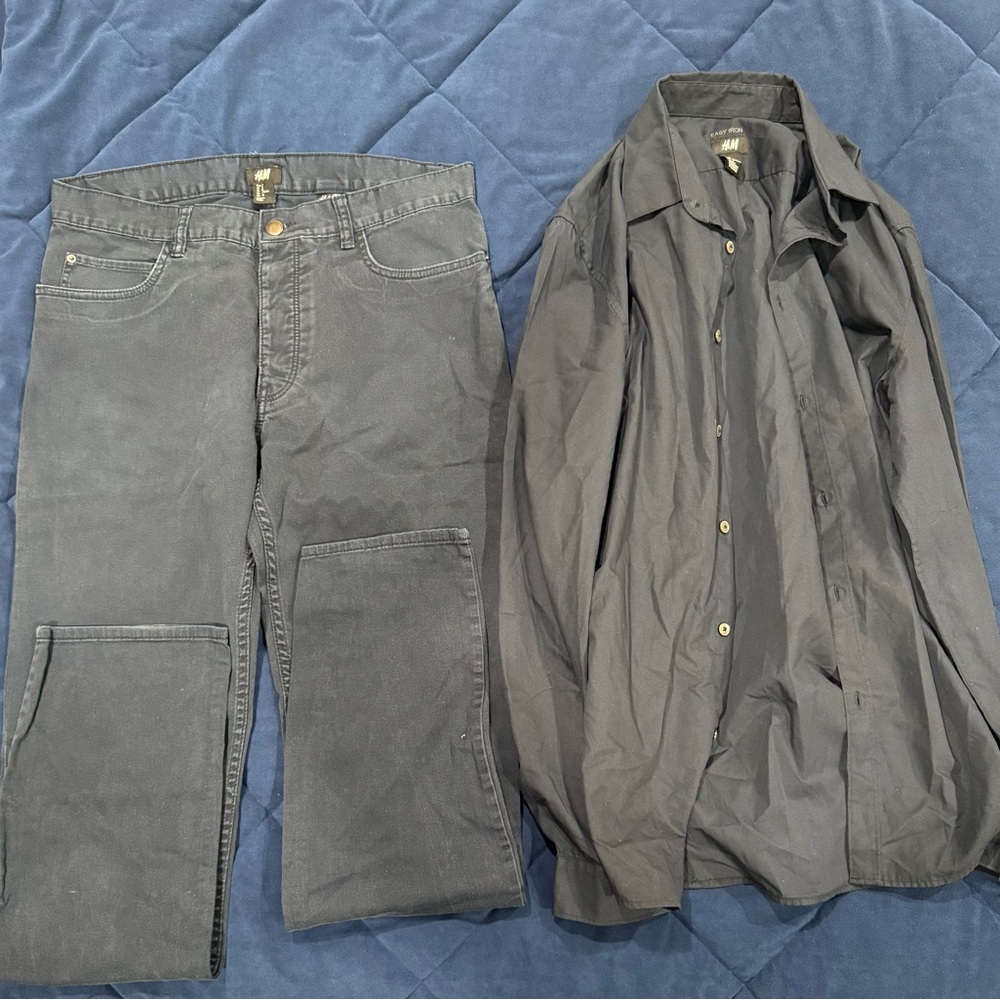 Men's Dark Blue Shirt and Pants Set